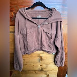 Hollister Cropped Cargo Zip-up Hoodie